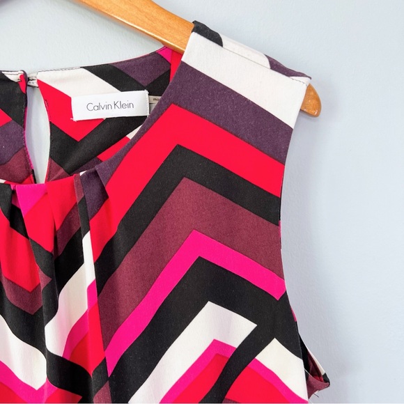 Calvin Klein Romantic Hues Abstract Sleeveless Blouse Size Large Petite - Picture 2 of 10